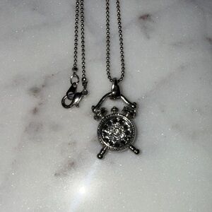 Elegant Silver Clock Pendant Necklace